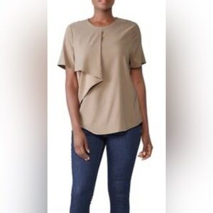 Universal Standard Short Sleeve Ruffle Front Blouse Black Size Small